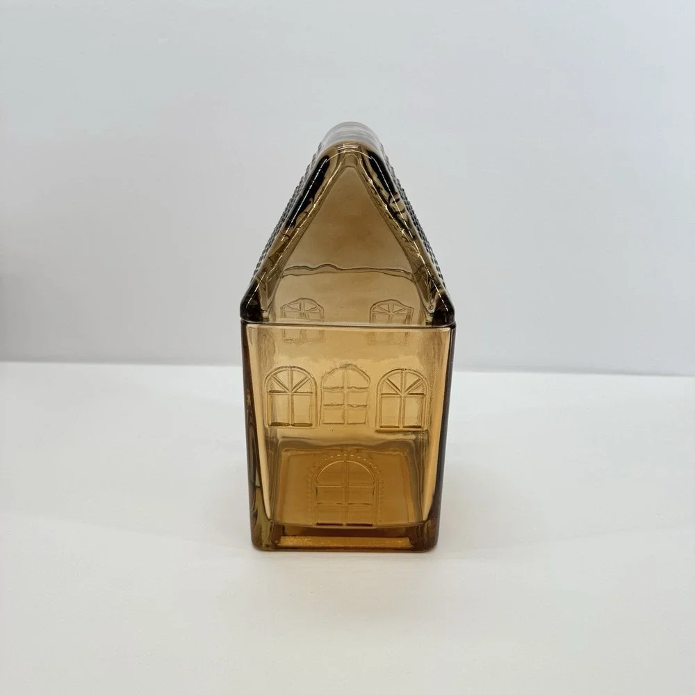 Target Amber Glass Gingerbread House Canister Cookie Jar Kitchen Home Decor Set